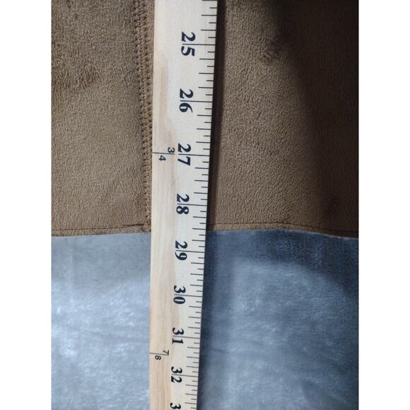 Jessica Simpson Sz L Faux Leather Fur Brown Coat Sherpa Lined Old Money Luxury - Picture 13 of 14